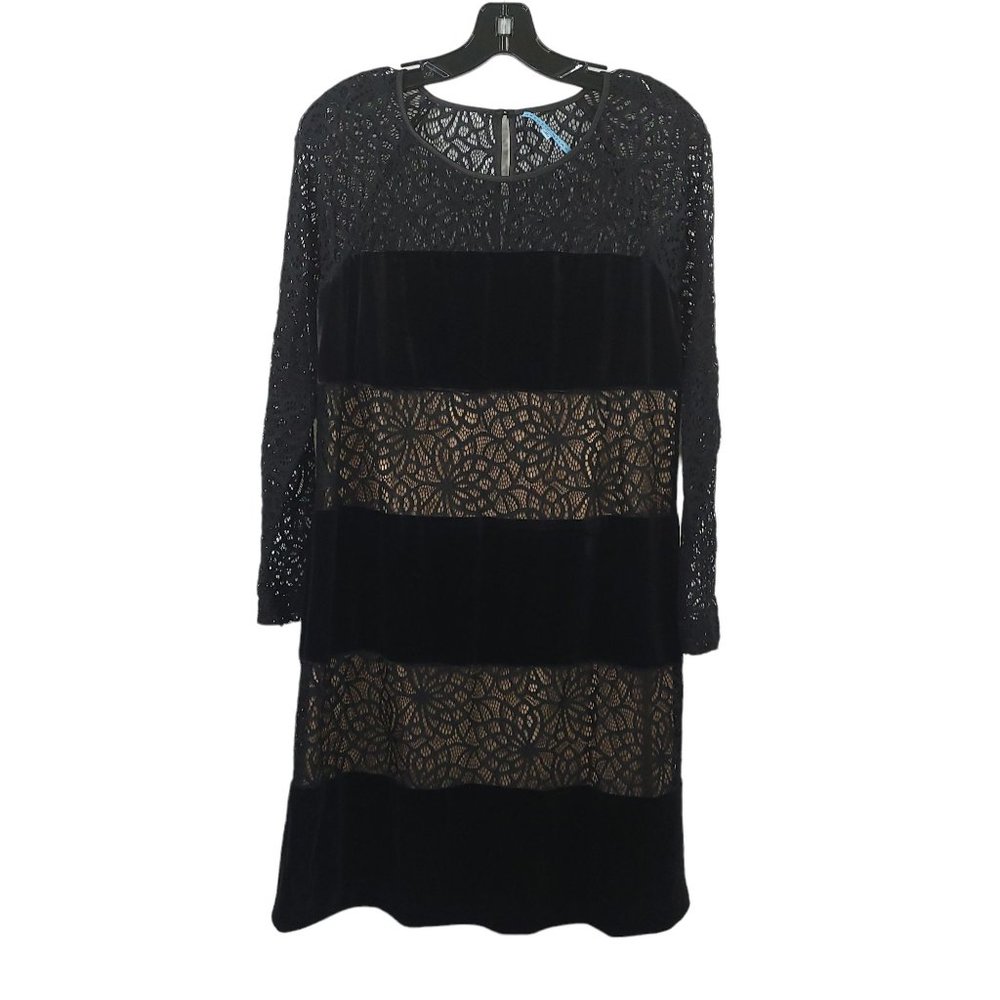 Antonio Melani Lace Velvet Dress Womens Size 10 Black Sheath Velvet Cocktail